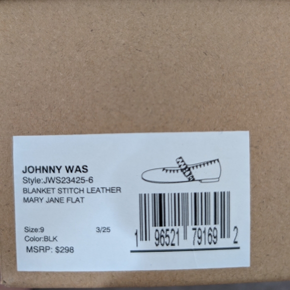 Johnny Was Black Flats with Cream Stitching - Picture 6 of 11